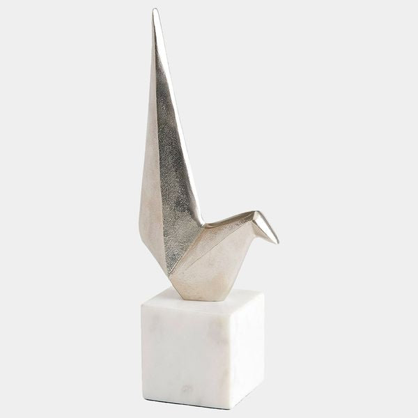 Uccello origami seduto, Colore Nichel